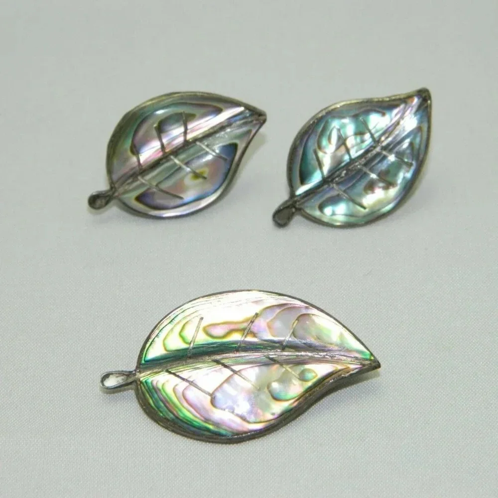 Alpaca Mark .925 Sterling Silver Abalone Leaf
